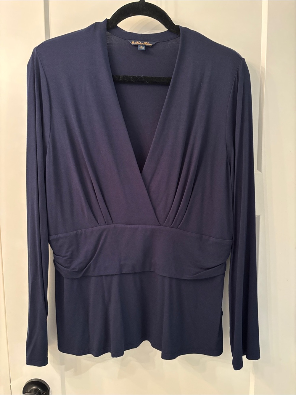 Brooks Brothers Navy Long-Sleeve Surplice Wrap Top
